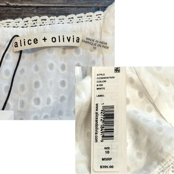 Alice + Olivia Remada Ruffled Broderie Anglaise Cotton Mini‎ Dress White NWT - Picture 4 of 16